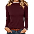 thumbnail image 2 of Long Sleeve Thermal Shirts for Women Ultra Soft Fleece-Lined Crew Neck Workout Baselayer Tops, 2 of 8