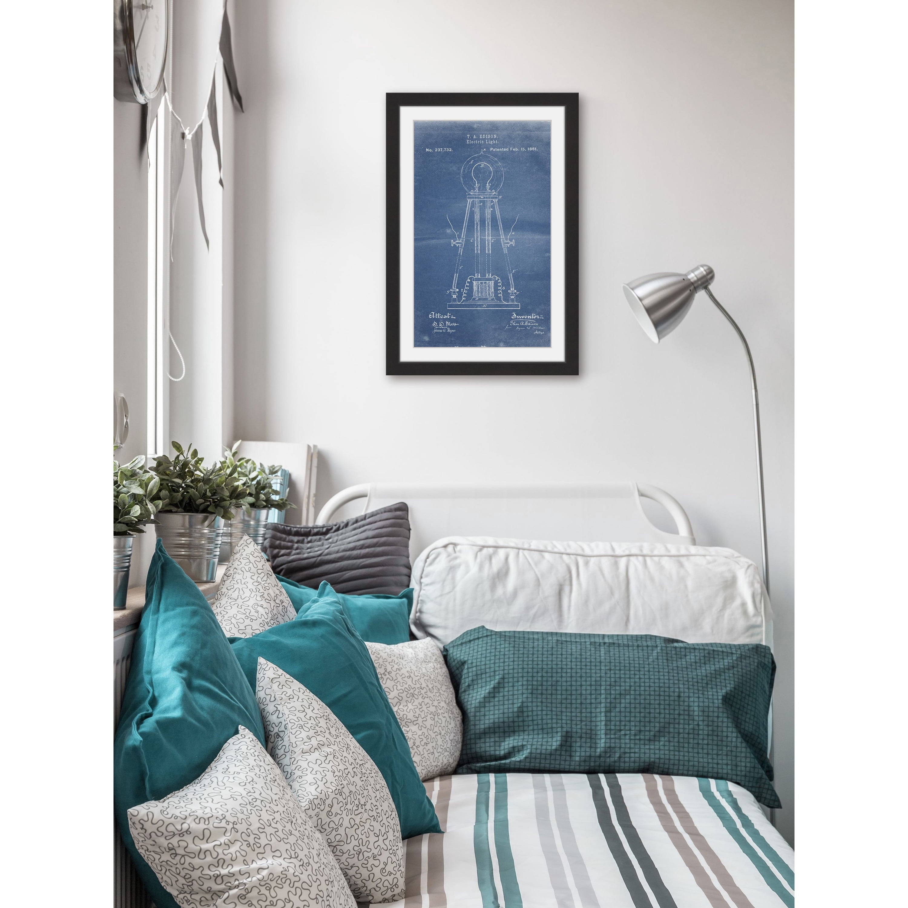 Marmont Hill - "Edison Light 1881 Blueprint" by Steve King Framed Painting Art Print