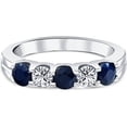 thumbnail image 4 of Pompeii 1 Ct Blue Sapphire Diamond Five Stone Wedding Anniversary Ring 14K White Gold, 4 of 4