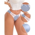thumbnail image 3 of DARING DIVA Women's Lace Satin Low Rise Comfortable Smoothing Briefs XL Light Blue, 3 of 6