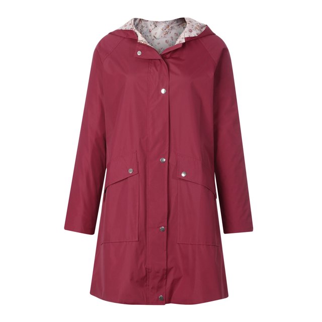 Gabardina para mujer Chaqueta suelta informal sin cinturón de color sólido de longitud media con abrigo de bolsillo Pompotops qwe15241