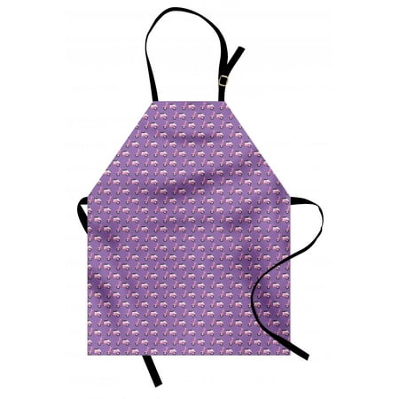 Motorcycle Apron Vintage Deep Deck Girlie Scooters Lined Up on a Purple Background, Unisex Kitchen Bib Apron with Adjustable Neck for Cooking Baking Gardening, Blush Dark Taupe Lavender, by