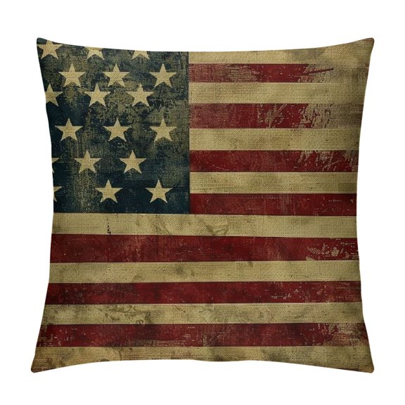 Creowell Vintage American Flag Pillow,USA Flag Throw Pillow Square Cushion Cover Standard Pillowcase for Men Women Kids Home Decorative Sofa Armchair Bedroom Livingroom Multi Size