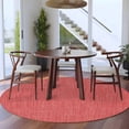 thumbnail image 4 of Vintage Coral Red Large Area Rugs for Bedroom Living Room, Soft Non Slip Carpet Bedside Rug, Farmhouse Retro Solid Color Linen Texture Round Floor Cover Kitchen Accent Rug 7' for Dining Room/Office, 4 of 9
