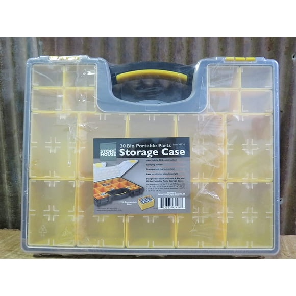 UTAH-Heavy Duty 20 Bin Portable Parts (Nuts, Bolts, etc.) Storage Organizer Case with Built-in Carrying Handle