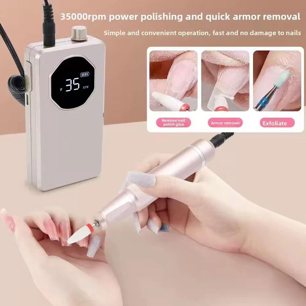Professional Nail Drill Machine 35000 RPM with LCD Display, Portable Electric Nail File for Acrylic Gel Nails Removal Polishing and Shaping