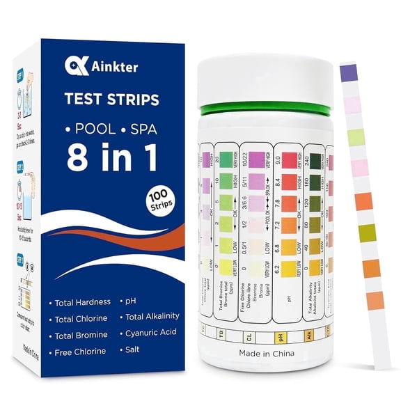 AK Ainkter Pool Test Strips Kit 8-in-1 100 Count