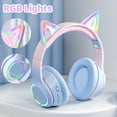 thumbnail image 3 of Gradient Wireless Headphones RGB Cat Ear Bluetooth Headphones With Microphone Stereo Music Game Earphone For Girls Kids Gifts, 3 of 27