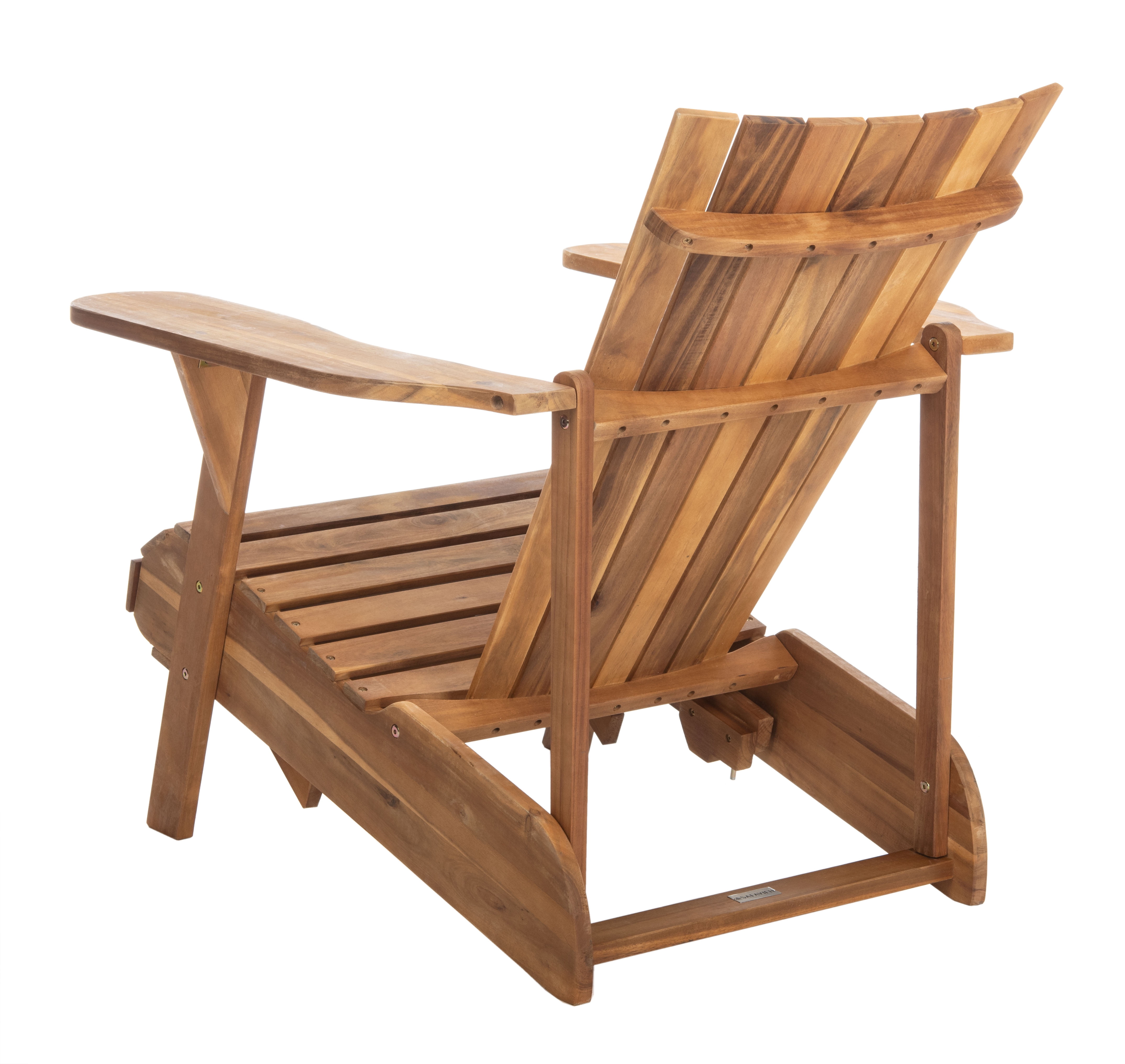 Safavieh Merlin Acacia Wood Adirondack Chair w/ Retractable Footrest in Natural