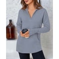 thumbnail image 4 of BTFBM Sweaters for Women Fall Clothes Pocket Quarter Zip Pullover V Neck Long Sleeve Knit Trendy Winter Sweater, 4 of 8