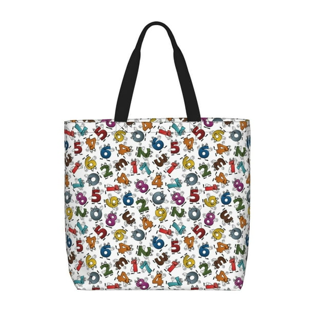 Balery Colorful Numbers Bolsa de Mano para Mujeres con Cremallera, Bolsa de Gimnasio con Compartimentos, Bolsa para Laptop, Bolsa para Trabajo