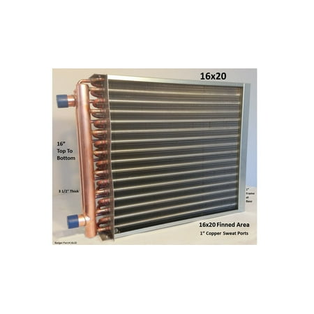 

16x20 Water to Air Heat Exchanger 1 Copper Ports with install kit