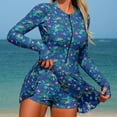 thumbnail image 2 of CHUMUD Womens One Piece Swimsuit Modest Front Zip Up Bathing Suit Long Sleeve Swim Dress Surfing Swimwear Diving Athletic Suits, 2 of 5