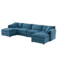 thumbnail image 3 of 136" Chenille Modular Sectional Sofa with Deep and Wide Seat, U-Shaped Cloud Couch Set with Double Cushions, 6 Seat Sofa with Movable Ottoman, Oversized Indoor Furniture (Blue), 3 of 11