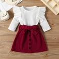 thumbnail image 2 of TAIAOJING Toddler Kids Baby Girls Fashion Skirt Outfits Ribbed T Shirt Tops Button Mini Skirts Set 2Pcs Clothes Set 18-24 Months, 2 of 5