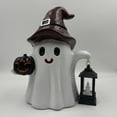 thumbnail image 2 of Halloween Decorations, Resin Ghosts with a Lantern, LED Cute Spooky Halloween Ghost Figurines for Mantel Shelf Table Garden Decor, 2 of 5