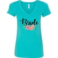 thumbnail image 3 of Inktastic Bride with Flower Illustration Women's V-Neck T-Shirt, 3 of 5