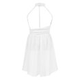 thumbnail image 3 of Runhomal Kid Girls Sleeveless Ruched Ballet Leotard Lyrical Contemporary Dance Dresses Ivory 6, 3 of 5