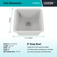 thumbnail image 5 of 16" x 18" Quartz Kitchen Sink, Single Bowl Sink, Drop-in Sink, Undermount Sink, Granite Kitchen Sink, Galaxy  White Kitchen Sink, with Steel Grids and Basket Strainer Lexicon Platinum LP-1618-W, 5 of 9