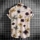 thumbnail image 3 of Camisas Vaqueras Para Hombre Hombres Primavera y verano Casual Solapa Estampado de un solo pecho Vacaciones en la playa Manga corta Camisa de vacaciones al libre (Beige, XXL), 3 of 7