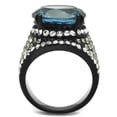 thumbnail image 3 of Luxe Jewelry Designs Women's IP Black Stainless Steel Ring with Clear and London Blue CZ - Size 10, 3 of 4