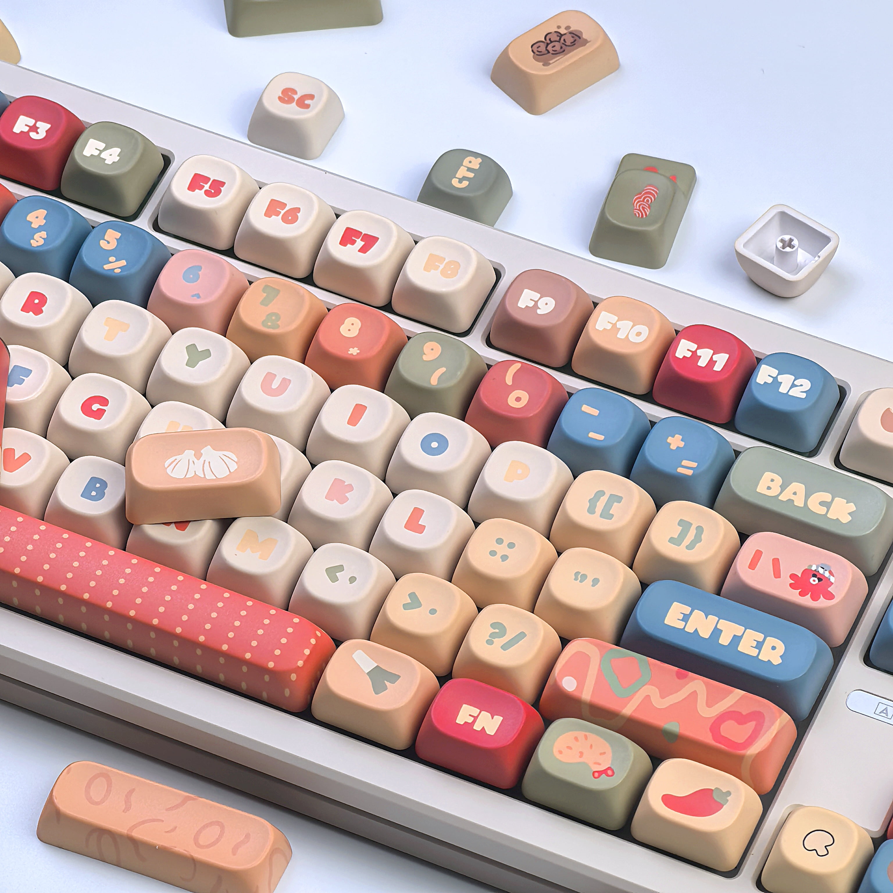 MOA Keycap Instant Noodle Theme 136 Keys Five-Sided Thermal Sublimation Personalized Keycaps Highly Cute Diy Mechanical Keyboard