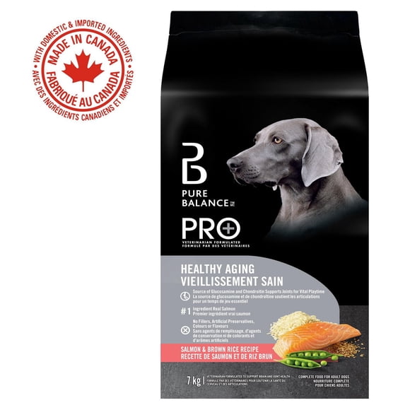 Pure Balance Pro+ Vieillir en Santé, Recette Saumon et Riz Brun Nourriture sèche pour Chien