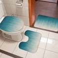 thumbnail image 5 of Teal Blue Ombre Bathroom Rugs Set Contemporary Gradient Abstract Non Slip Absorbent Soft Bath Mats 3 Piece Set with Bathroom Rug, U-Shaped Floor Mat, Toilet Seat Cover Large Size, 5 of 9