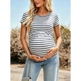 thumbnail image 2 of Women's Short Sleeve Maternity Shirt Side Ruched Pregnancy Tunic T-Shirt 3-Pack, 2 of 5