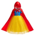 thumbnail image 2 of Princess Costume for Girls Halloween Cosplay Snow Dress Up with Cape, Yellow, 7-8, 2 of 9