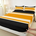 thumbnail image 3 of jejeloiu Geometric Stripes Lines Bed Sheets,Abstract Geometric Art King Sheets,Orange Black Beige Sheet Set For Adults,Breathable Home Decor,4 Pieces, 3 of 7