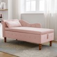 thumbnail image 2 of GUTALOR Velvet chaise lounge chair indoor with storage, pillow, and nailhead trim, modern upholstered chaise lounge sofa for bedroom, living room, office-Pink, 2 of 9