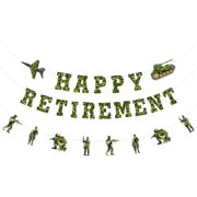 Army Party Decorations for Adults Camouflage Happy Retirement Banner Military Retirement Party Decoration Military Soldier Army Retirements Party for Army Farewell We Will Miss You Party Supplies