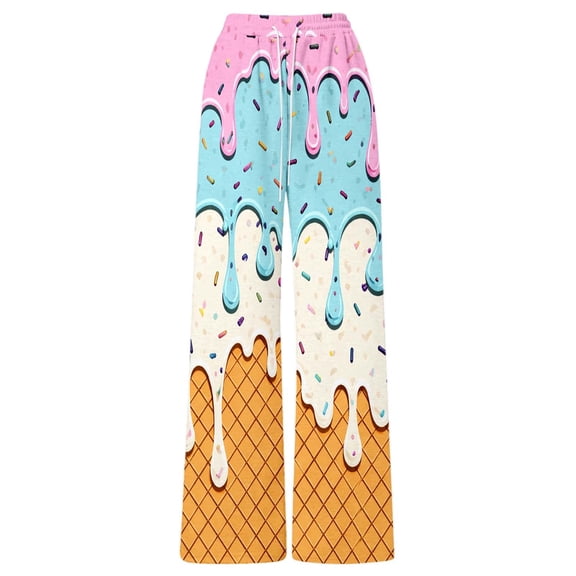 Bottoms for Girls Ice Print Soft Stretchy Joggers Pockets Girls Jeans Pants,Light Blue,4-6 Years