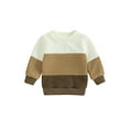 thumbnail image 1 of FOCUSNORM Chandail d'Automne pour Bébé Contraste Couleur Manches Longues Col Rond Tricot Chandail en Molleton d'Hiver, 1 of 9
