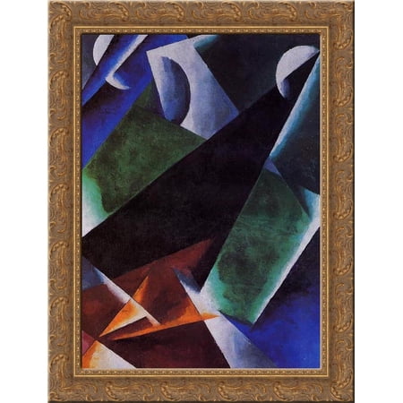 Painterly Architectonic 20x24 Gold Ornate Wood Framed Canvas Art by Popova, Lyubov