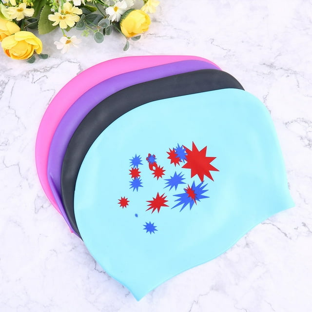 GAXIRE Gorro De Natación Con De En Silicona Rosa Impermeable Y Flexible Para Natación