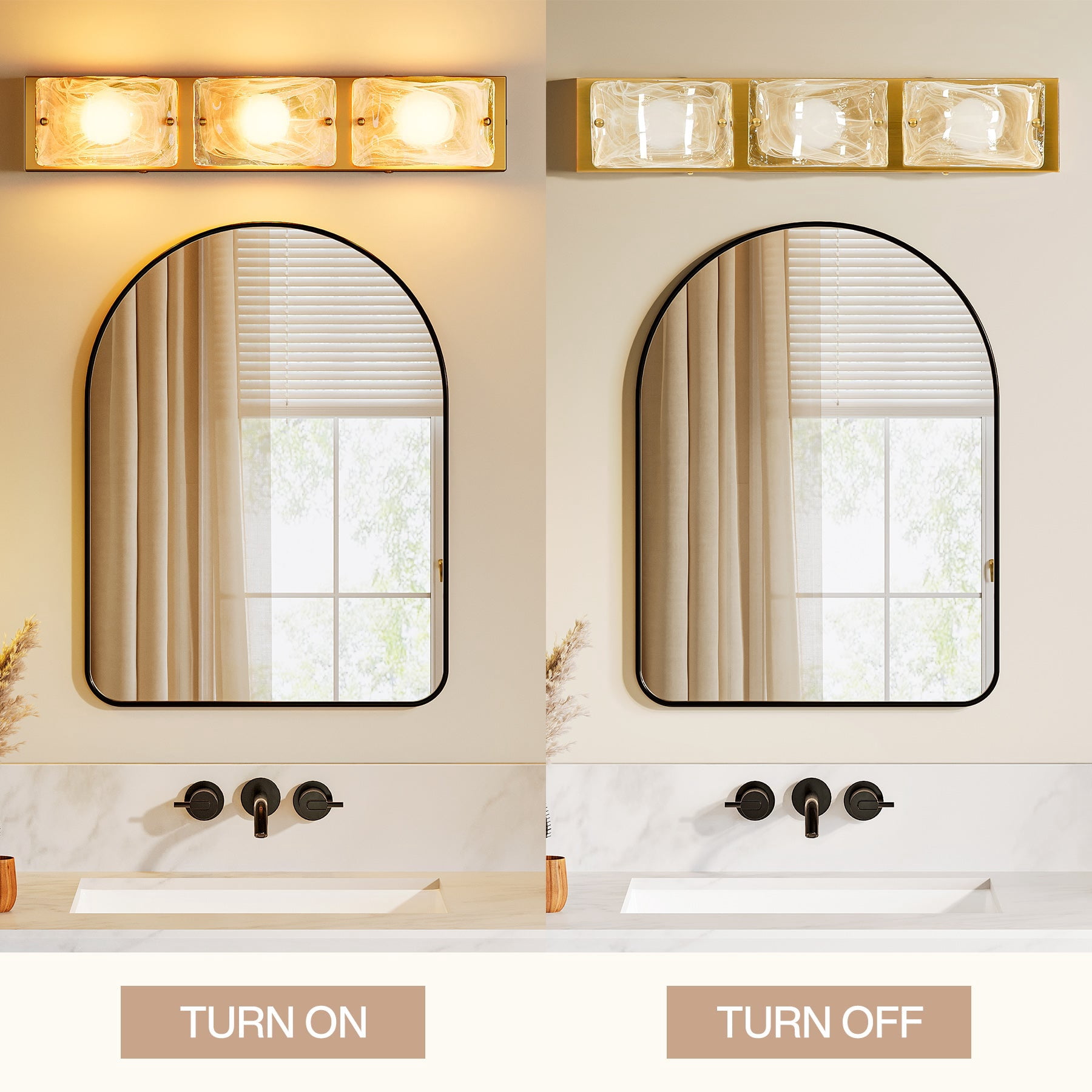 Fnova 22" LED Gold Vanity Lights, Modern 3CCT Dimmable Bathroom Light Fixtures (ETL Listed, Bulbs Included)