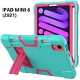 thumbnail image 7 of Dteck Case for Apple iPad mini 6th Generation 2021 8.3-inch,Shockproof Rubber 3-layer Protection Heavy Duty Armor Hybrid Drop-Proof Kickstand Protector Cover for iPad mini 6,Mint+Rose, 7 of 7