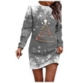 thumbnail image 1 of Wyzesi Robes Longues Formelles Noires Robe Chandail de Noël Imprimée pour Femmes Col Rond Manches Longues Ample Sans Capuche Robe Décontractée Robes pour Femmes Manches Longues Automne, 1 of 5