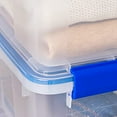 thumbnail image 2 of IRIS USA 30 Quart WeatherPro™ Multi-Purpose Storage Box, Clear with Blue Buckles, Set of 3, 2 of 5