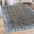 thumbnail image 1 of Ethnic Decorative Rug, Vintage Damask Grid of Medieval Style Cells and Swirling Folk Detailed Frame, Quality Carpet for Bedroom Dorm and Living Room, 6 Sizes, Blue and Khaki, by Ambesonne, 1 of 4