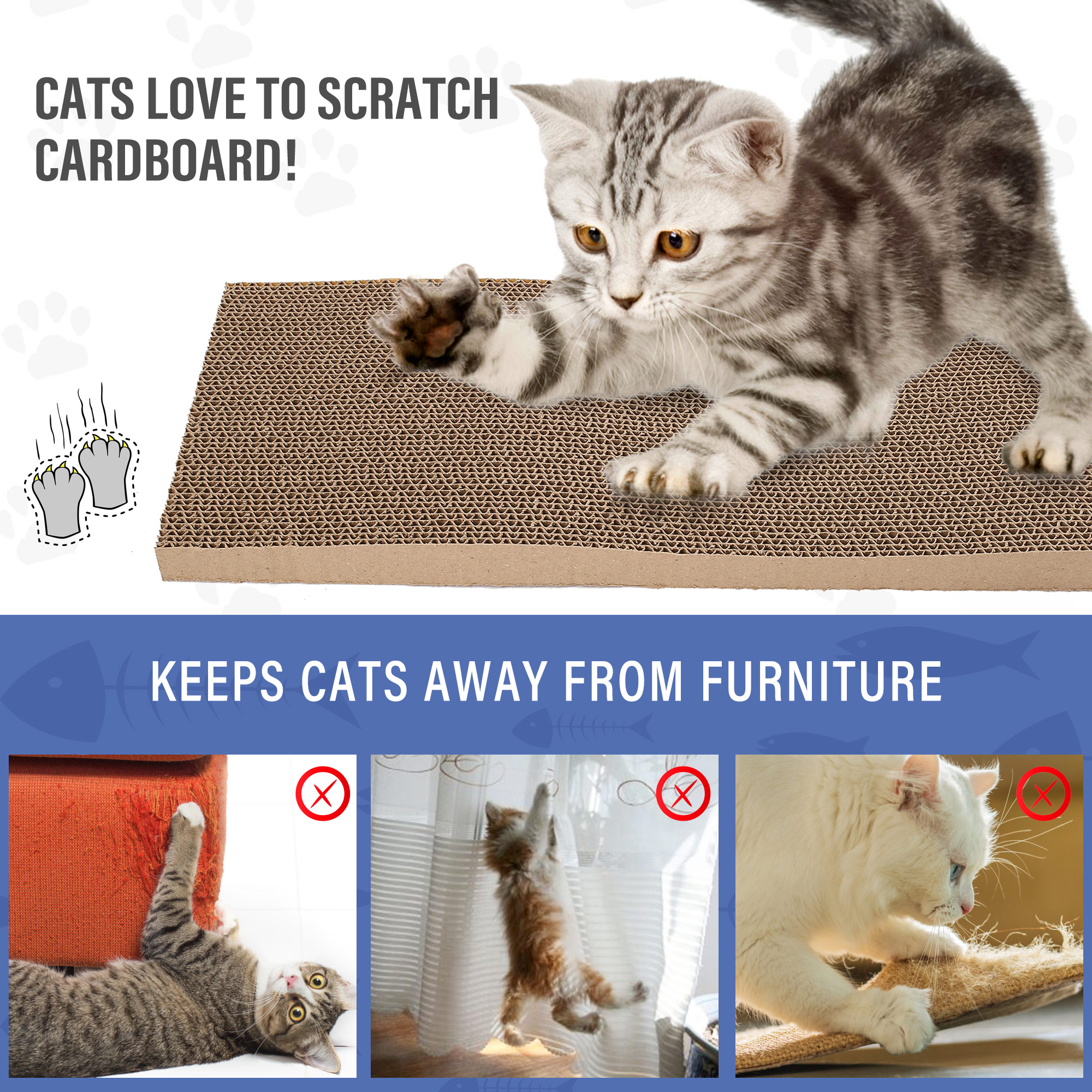 Prime Pets 3-in-1 Reversible Cat Scratcher Cardboard photo 4
