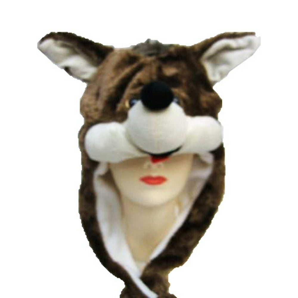Plush Fox Animal Hat Fox Hat with Ear Flaps and Poms
