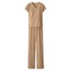 thumbnail image 5 of Tops de Mujer Vestido Casual de Manga Larga Suelta Cuello en V de Manga Corta con Pantalones de Piernas Anchas Set de Pantalones Cortos de Bolsillo, Trajes de Calentamiento de Mujer 2 Piezas, 5 of 6