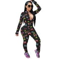 thumbnail image 2 of Women Long Sleeve Front Zipper Bodycon Jumpsuit Rompers Overall, 2 of 6