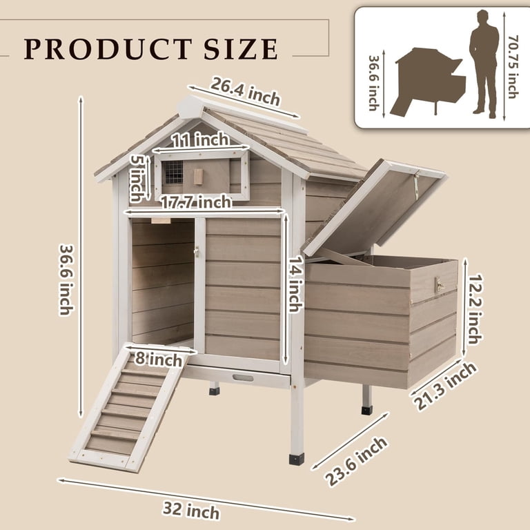 PETSCOSSET XL Indoor Chicken Coop & Rabbit Hutch with Nesting Box