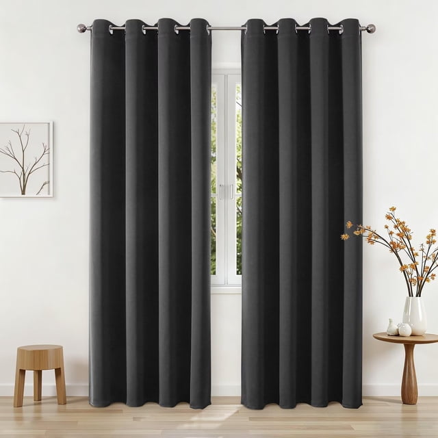 Cortinas opacas Joydeco, 240 cm de longitud, 2 paneles, color gris oscuro