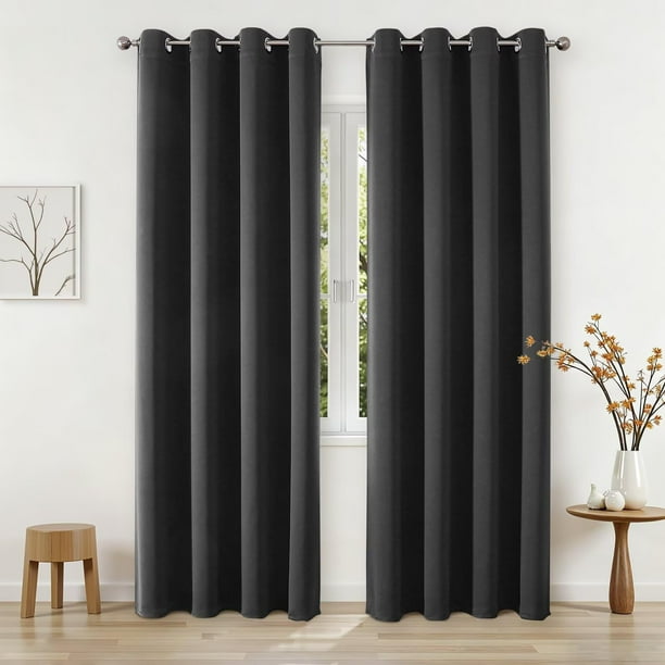Cortinas opacas Joydeco, 240 cm de longitud, 2 paneles, color gris oscuro