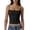 Black, variant on Women's Square Neck Spaghetti Strap Cami Tops Form Fitting Cropped Solid Color Basic Layering Sleeveless Undershirts Summer Daily Casual Camisoles(Blackish Green, S)
